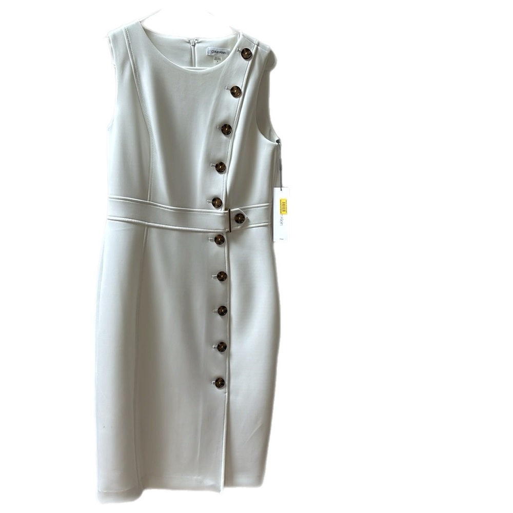 Calvin Klein dress size 8 cream with brown buttons New with extra buttons
